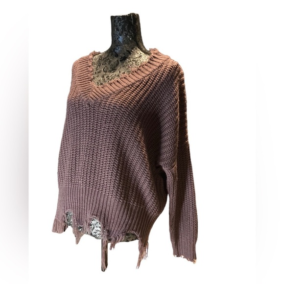 Main Strip - Anthropology - Women’s Distressed Oversized Boho Sweater - Picture 2 of 8